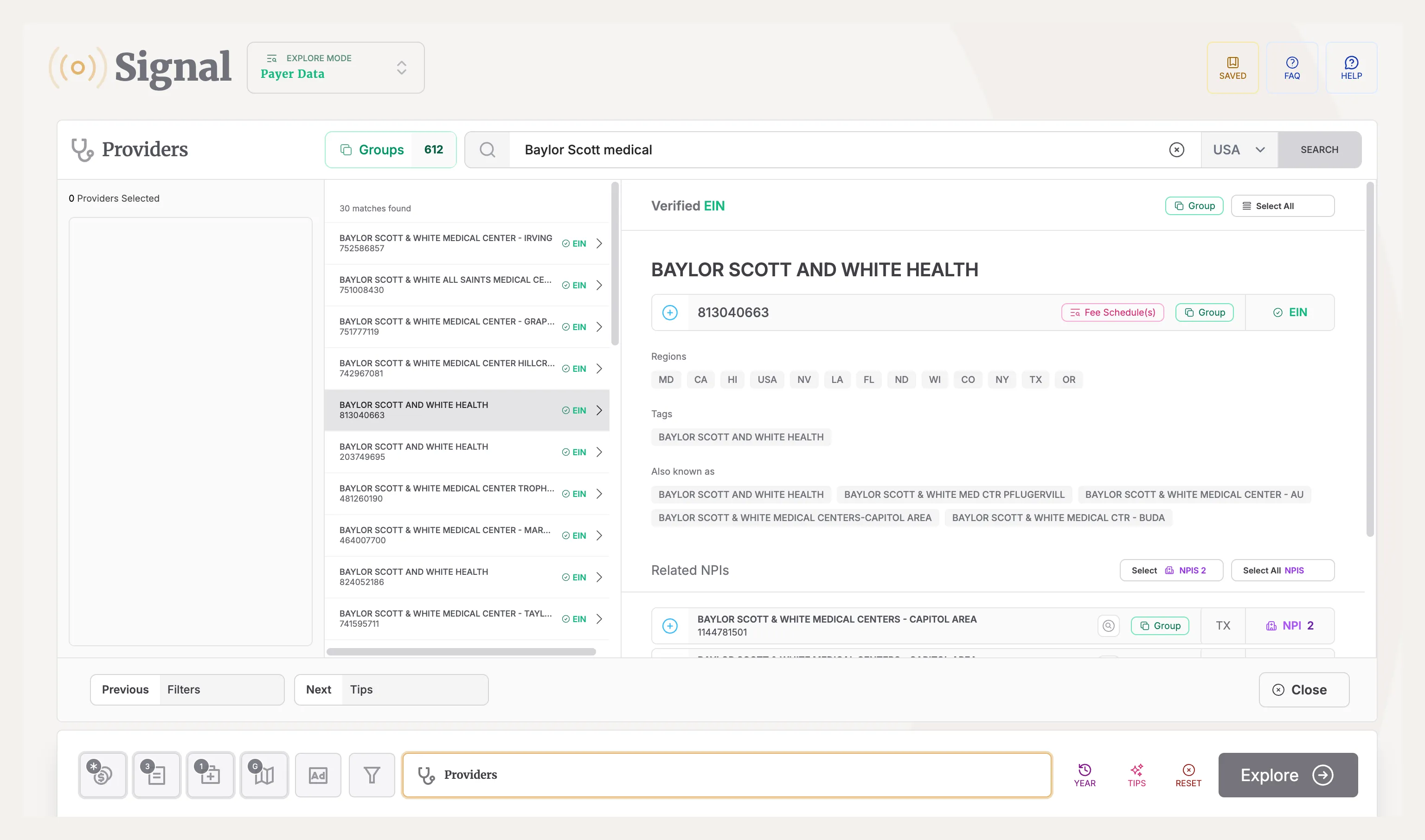 Access our provider directory to find specific entities