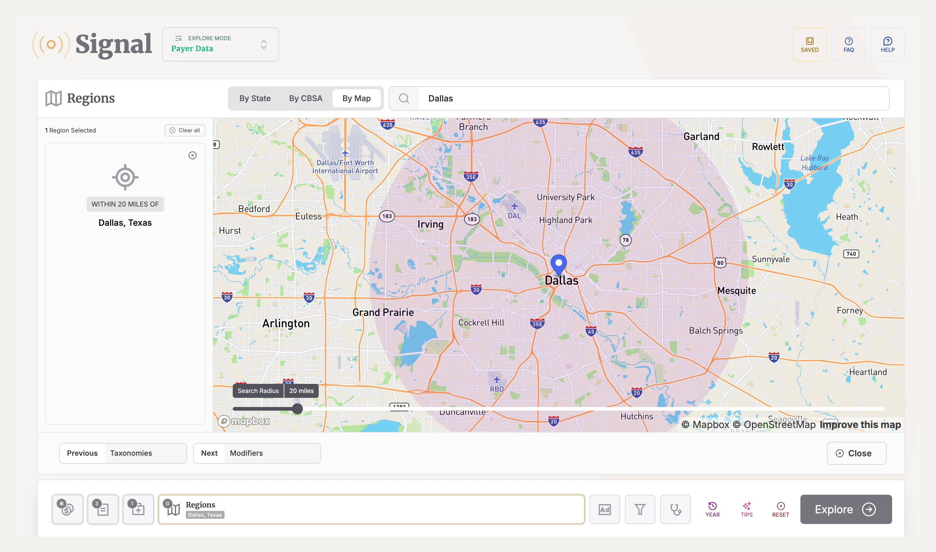 Filter by state or specify sub-regions